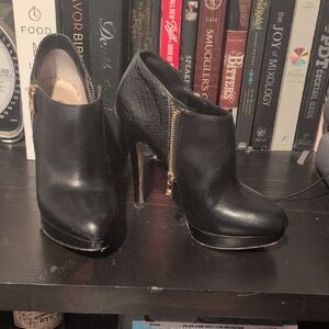 Michael Kors Black Ankle Boots with Gold Zipper